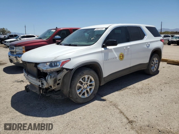 2020 Chevrolet Traverse LS z VIN 1GNERFKW5LJ204475, wystawiony jako Copart lot #49001335 z przebiegiem 188 006 mil mil oraz Szkoda całkowita • Salvage title. Historia ofert i sprzedaży dostępna na DreamBid. Obrazek 1.