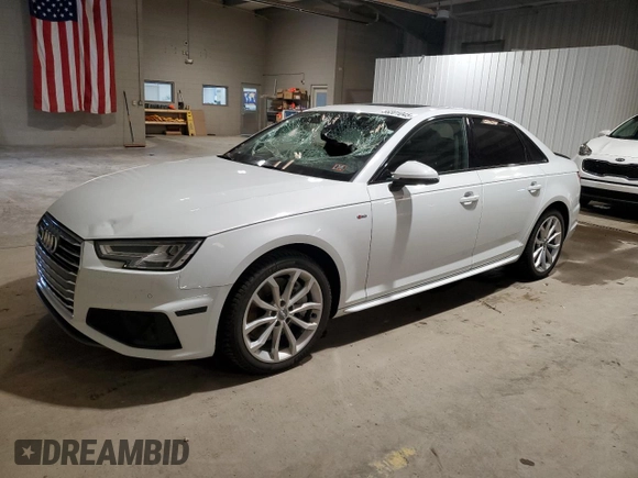2019 Audi A4 Premium Plus с VIN WAUENAF42KA014130, выставлен на аукционе Copart как лот 56301045 с пробегом 46 040 миль миль и Списание • Salvage title. История ставок и продаж доступна на DreamBid. Изображение 1.