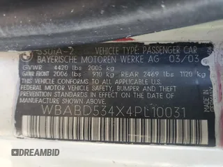 2004 BMW 3 Series 330Ci with VIN WBABD534X4PL10031, listed as a Copart auction lot 54153485 with 181,653 mi miles and Salvage title. Bid and sale history available at DreamBid. Image 13.