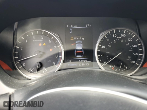 2019 Infiniti Q50 Luxe with VIN JN1EV7AP1KM510058, listed as a Copart auction lot 58036965 with 53,779 mi miles and Salvage title. Bid and sale history available at DreamBid. Image 9.