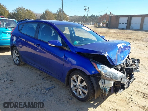 2013 Hyundai Accent SE with VIN KMHCU5AEXDU069605, listed as a IAAI auction lot 41320851 with 110,295 mi miles. Bid and sale history available at carsss.com. Image 1.