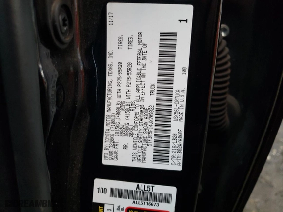 2018 Toyota Tundra 4WD SR with VIN 5TFBY5F14JX709022, listed as a Copart auction lot 41618975 with 108,233 mi miles and Salvage Title. Bid and sale history available at carsss.com. Image 12.