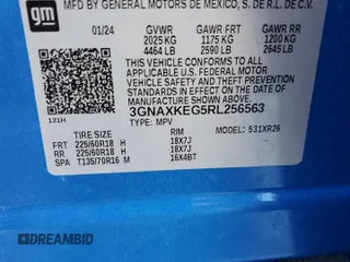 2024 Chevrolet Equinox LT with VIN 3GNAXKEG5RL256563, listed as a Copart auction lot 46363395 with 17,710 mi miles and Non Repairable. Bid and sale history available at DreamBid. Image 14.