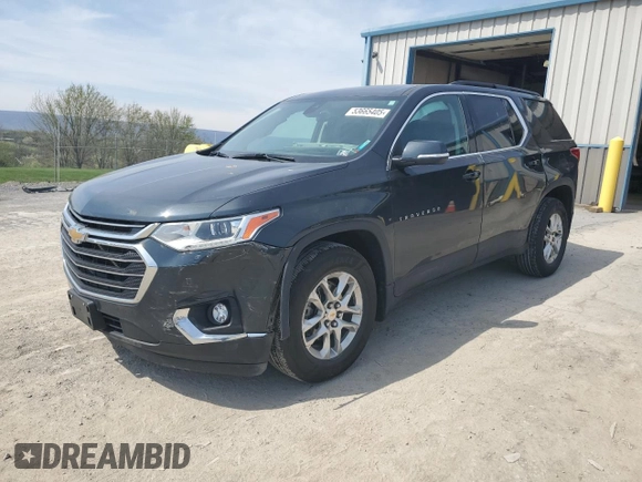 2021 Chevrolet Traverse LT Cloth z VIN 1GNEVGKW8MJ141696, wystawiony jako Copart lot #55600245 z przebiegiem 59 789 mil mil oraz Szkoda całkowita • Salvage title. Historia ofert i sprzedaży dostępna na DreamBid. Obrazek 1.