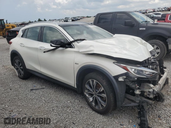 2018 Infiniti QX30 Luxury with VIN SJKCH5CR8JA049145, listed as a Copart auction lot 64322604 with Not provided miles and Non repairable. Bid and sale history available at DreamBid. Image 4.