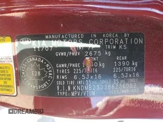 2008 Kia Sedona EX with VIN KNDMB233386236082, listed as a Copart auction lot 54784515 with 50,787 mi miles and Salvage Title. Bid and sale history available at carsss.com. Image 13.