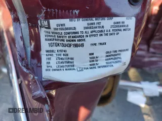 2003 GMC Sierra 1500HD SLT z VIN 1GTGK13U43F198449, wystawiony jako Copart lot #87235664 z przebiegiem Nie podano mil oraz Szkody całkowita. Historia ofert i sprzedaży dostępna na DreamBid. Obrazek 12.