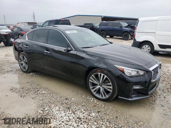 2021 Infiniti Q50 Sensory with VIN JN1EV7CP7MM700320, listed as a Copart auction lot 51660065 with 32,886 mi miles and Salvage title. Bid and sale history available at DreamBid. Image 4.