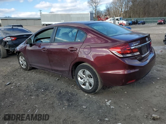 2013 Honda Civic LX with VIN 19XFB2F51DE053242, listed as a Copart auction lot 45989055 with 96,441 mi miles and Salvage title. Bid and sale history available at DreamBid. Image 2.