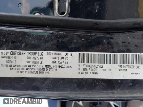 2013 Dodge Charger SE with VIN 2C3CDXBG5DH535058, listed as a IAAI auction lot 42101566 with 205,790 mi miles and . Bid and sale history available at DreamBid. Image 9.