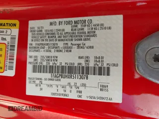 2024 Ford Mustang EcoBoost z VIN 1FAGP8UHXR5113078, wystawiony jako IAAI lot #42594668 z przebiegiem 41 285 mil mil oraz . Historia ofert i sprzedaży dostępna na DreamBid. Obrazek 9.