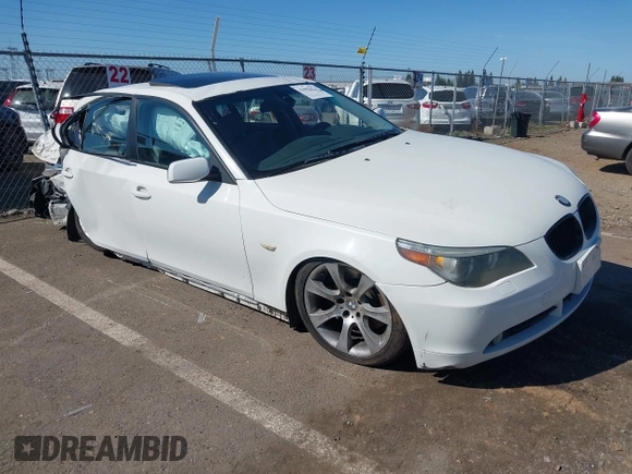 2005 BMW 5 Series 545i with VIN WBANB335X5B115402, listed as a IAAI auction lot 41679474 with Not Provided miles and . Bid and sale history available at carsss.com. Image 1.