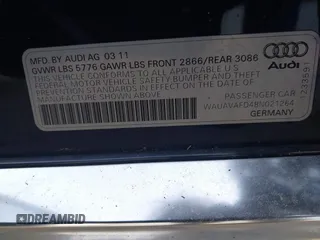 2011 Audi A8 с VIN WAUAVAFD4BN021264, выставлен на аукционе IAAI как лот 41756709 с пробегом 121 390 миль миль и . История ставок и продаж доступна на DreamBid. Изображение 9.