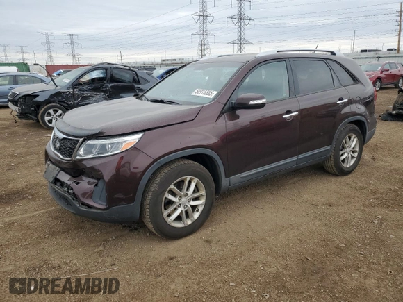 2014 Kia Sorento LX with VIN 5XYKT4A75EG458041, listed as a Copart auction lot 50915535 with 163,789 mi miles and Salvage Title. Bid and sale history available at carsss.com. Image 1.