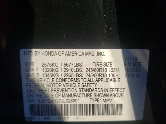 2018 Acura MDX with VIN 5J8YD4H37JL028991, listed as a Copart auction lot 46329955 with 53,397 mi miles and Salvage Title. Bid and sale history available at carsss.com. Image 13.