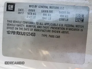 2018 Chevrolet Camaro 1LT with VIN 1G1FB1RX8J0123453, listed as a Copart auction lot 50130455 with 116,636 mi miles and Salvage Title. Bid and sale history available at carsss.com. Image 14.