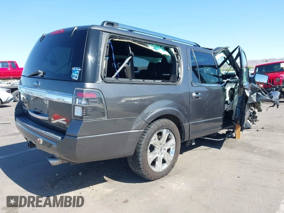 2017 Ford Expedition Max Platinum z VIN 1FMJK1MT9HEA09993, wystawiony jako IAAI lot #42272345 z przebiegiem 91 809 mil mil oraz . Historia ofert i sprzedaży dostępna na DreamBid. Obrazek 4.