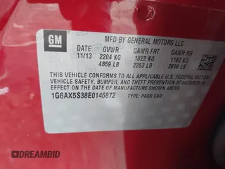 2014 Cadillac CTS Luxury AWD with VIN 1G6AX5S38E0146872, listed as a IAAI auction lot 41663642 with 56,787 mi miles and . Bid and sale history available at DreamBid. Image 9.
