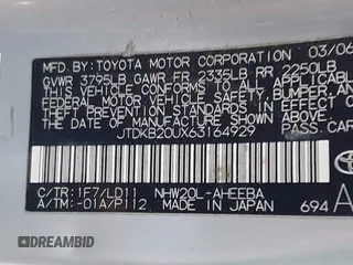 2006 Toyota Prius with VIN JTDKB20UX63164929, listed as a IAAI auction lot 41545790 with 192,797 mi miles. Bid and sale history available at carsss.com. Image 9.