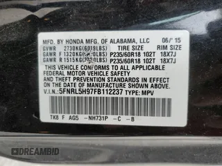 2015 Honda Odyssey Touring Elite with VIN 5FNRL5H97FB112237, listed as a Copart auction lot 44789195 with 152,165 mi miles and Salvage Title. Bid and sale history available at DreamBid. Image 13.