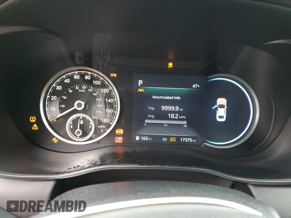 2023 Genesis G70 3.3T with VIN KMTG54TE2PU113421, listed as a Copart auction lot 46648975 with 17,375 mi miles and Salvage title. Bid and sale history available at DreamBid. Image 9.
