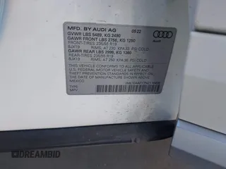2022 Audi Q5 S line Premium Plus with VIN WA1EAAFY7N2116498, listed as a IAAI auction lot 42077807 with 24,996 mi miles and . Bid and sale history available at DreamBid. Image 9.