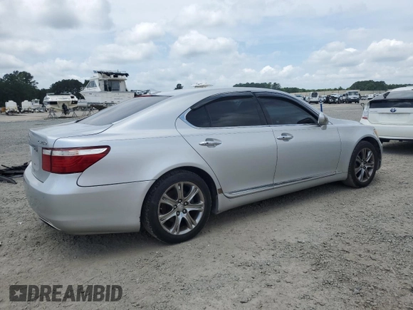 2009 Lexus LS 460 with VIN JTHBL46F895085638, listed as a Copart auction lot 60497755 with 165,748 mi miles and Salvage title. Bid and sale history available at DreamBid. Image 3.