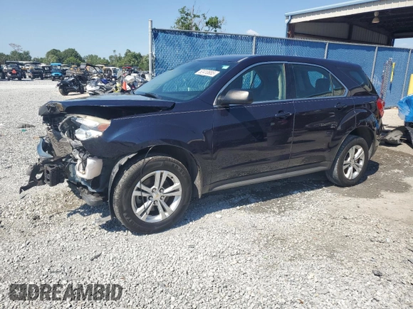 2017 Chevrolet Equinox LS with VIN 2GNALBEK5H1530800, listed as a Copart auction lot 52410655 with 107,724 mi miles and Salvage Title. Bid and sale history available at carsss.com. Image 1.