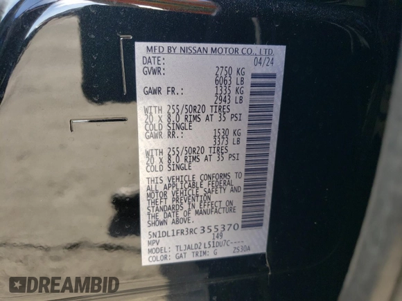 2024 Infiniti QX60 Luxe z VIN 5N1DL1FR3RC355370, wystawiony jako Copart lot #42385795 z przebiegiem 7 394 mil mil oraz Szkoda całkowita • Salvage title. Historia ofert i sprzedaży dostępna na DreamBid. Obrazek 16.