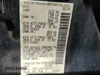 2019 Nissan Titan Pro-4X z VIN 1N6AA1E53KN508400, wystawiony jako Copart lot #54344865 z przebiegiem 59 028 mil mil oraz Szkoda całkowita • Salvage title. Historia ofert i sprzedaży dostępna na DreamBid. Obrazek 13.