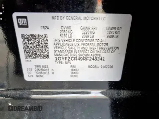 2024 Cadillac XT4 FWD Premium Luxury with VIN 1GYFZCR49RF248341, listed as a Copart auction lot 58586035 with 12,490 mi miles and Salvage title. Bid and sale history available at DreamBid. Image 13.