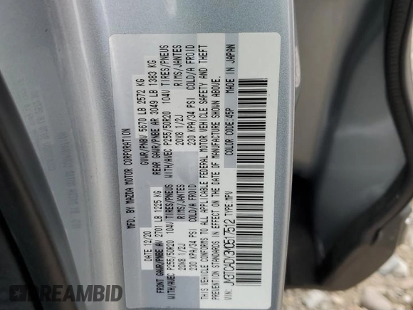 2021 Mazda CX-9 Carbon Edition с VIN JM3TCADY3M0517512, выставлен на аукционе Copart как лот 54240715 с пробегом 89 599 миль миль и Списание • Salvage title. История ставок и продаж доступна на DreamBid. Изображение 13.