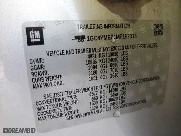 2021 Chevrolet Silverado 2500HD Custom with VIN 1GC4YME71MF162018, listed as a Copart auction lot 73112514 with 183,623 mi miles and Salvage Title. Bid and sale history available at carsss.com. Image 12.