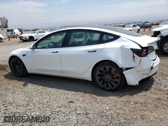 2023 Tesla Model 3 Performance with VIN 5YJ3E1EC5PF487845, listed as a Copart auction lot 62686164 with 4,938 mi miles and Salvage Title. Bid and sale history available at carsss.com. Image 2.