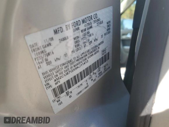 2009 Mercury Mariner Premier z VIN 4M2CU87GX9KJ11413, wystawiony jako Copart lot #78163474 z przebiegiem 275 927 mil mil oraz Szkoda całkowita • Salvage title. Historia ofert i sprzedaży dostępna na DreamBid. Obrazek 15.