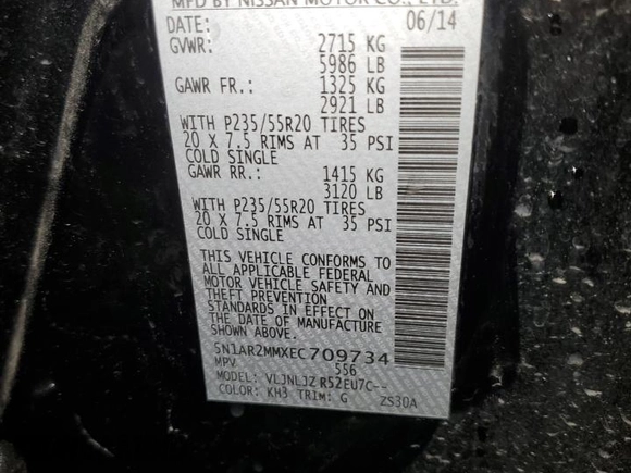 2014 Nissan Pathfinder Platinum z VIN 5N1AR2MMXEC709734, wystawiony jako Copart lot #58341565 z przebiegiem 172 455 mil mil oraz Szkoda całkowita • Salvage title. Historia ofert i sprzedaży dostępna na DreamBid. Obrazek 13.