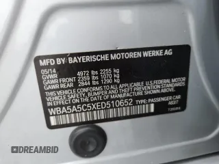 2014 BMW 5 Series 528i z VIN WBA5A5C5XED510652, wystawiony jako Copart lot #59841625 z przebiegiem 69 260 mil mil oraz Nie do naprawy • Non repairable. Historia ofert i sprzedaży dostępna na DreamBid. Obrazek 12.