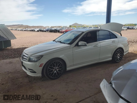 2011 Mercedes-Benz C with VIN WDDGF5EB2BA507943, listed as a Copart auction lot 52599975 with 123,581 mi miles and Salvage Title. Bid and sale history available at carsss.com. Image 1.