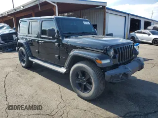 2020 Jeep Wrangler Unlimited Sahara with VIN 1C4HJXEG0LW301545, listed as a Copart auction lot 59279085 with 94,890 mi miles and Salvage title. Bid and sale history available at DreamBid. Image 4.