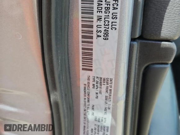 2020 Jeep Grand Cherokee Limited with VIN 1C4RJFBG1LC374959, listed as a Copart auction lot 65208695 with 90,624 mi miles and Non repairable. Bid and sale history available at DreamBid. Image 14.