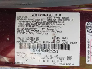 2012 Lincoln MKZ with VIN 3LNHL2JC0CR829293, listed as a IAAI auction lot 42826376 with 189,428 mi miles and . Bid and sale history available at DreamBid. Image 9.