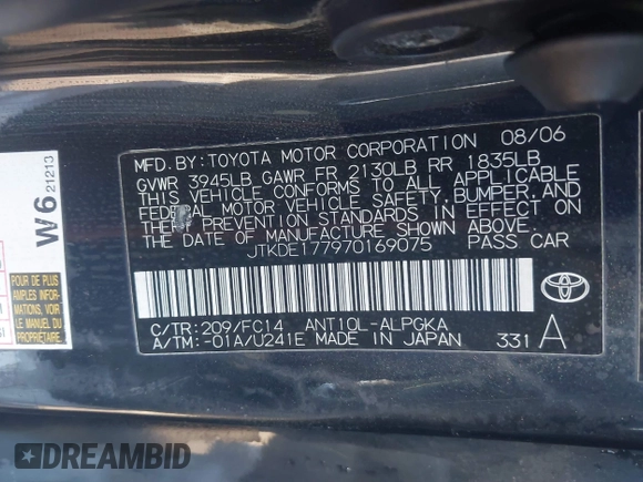 2007 Scion tC Spec z VIN JTKDE177970169075, wystawiony jako IAAI lot #41376562 z przebiegiem 202 729 mil mil oraz . Historia ofert i sprzedaży dostępna na DreamBid. Obrazek 9.