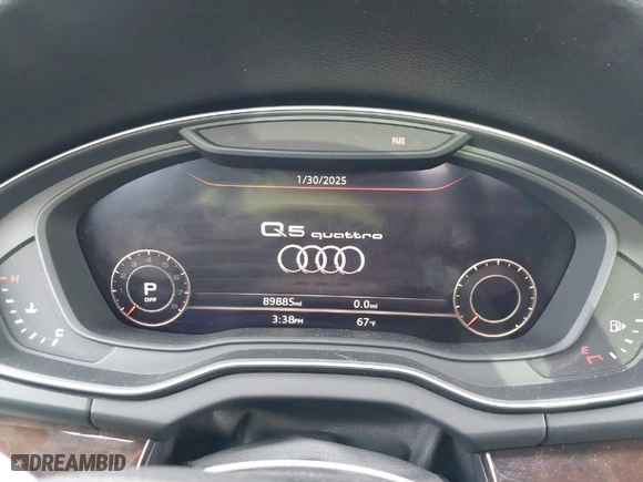 2019 Audi Q5 Premium Plus with VIN WA1BNAFY2K2055483, listed as a IAAI auction lot 41443610 with 89,885 mi miles. Bid and sale history available at carsss.com. Image 7.
