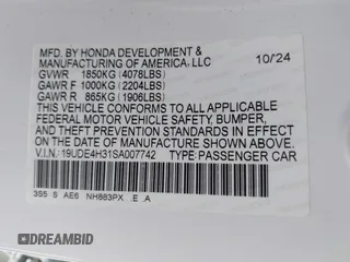 2025 Acura Integra w/A-Spec Package z VIN 19UDE4H31SA007742, wystawiony jako IAAI lot #42061431 z przebiegiem 3644 mil mil oraz . Historia ofert i sprzedaży dostępna na DreamBid. Obrazek 9.