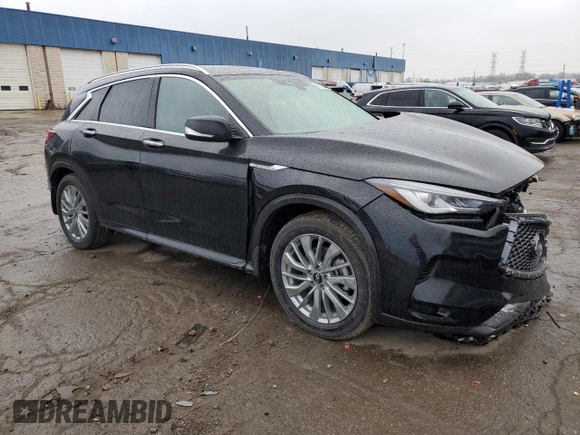 2024 Infiniti QX50 Luxe with VIN 3PCAJ5BBXRF102336, listed as a Copart auction lot 85695054 with 6,194 mi miles and Salvage title. Bid and sale history available at DreamBid. Image 4.