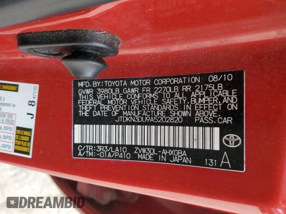 2010 Toyota Prius II with VIN JTDKN3DU9A5202820, listed as a Copart auction lot 55460885 with 248,099 mi miles and Clean Title. Bid and sale history available at carsss.com. Image 12.