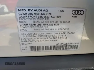 2021 Audi e-tron Sportback Premium Plus with VIN WA12AAGE3MB013620, listed as a Copart auction lot 53856925 with 37,232 mi miles and Salvage title. Bid and sale history available at DreamBid. Image 13.