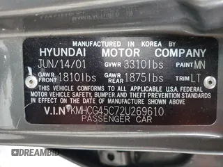 2002 Hyundai Accent GL with VIN KMHCG45C72U269610, listed as a Copart auction lot 80362953 with 89,481 mi miles and Salvage Title. Bid and sale history available at carsss.com. Image 12.