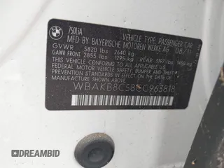 2012 BMW 7 Series 750Li с VIN WBAKB8C58CC963818, выставлен на аукционе IAAI как лот 42346005 с пробегом 189 995 миль миль и . История ставок и продаж доступна на DreamBid. Изображение 9.