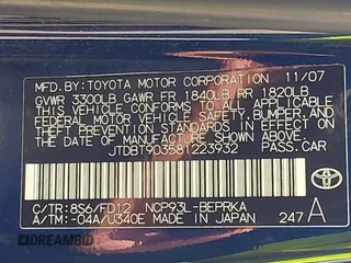 2008 Toyota Yaris with VIN JTDBT903581223932, listed as a IAAI auction lot 42019531 with 158,169 mi miles and . Bid and sale history available at DreamBid. Image 9.